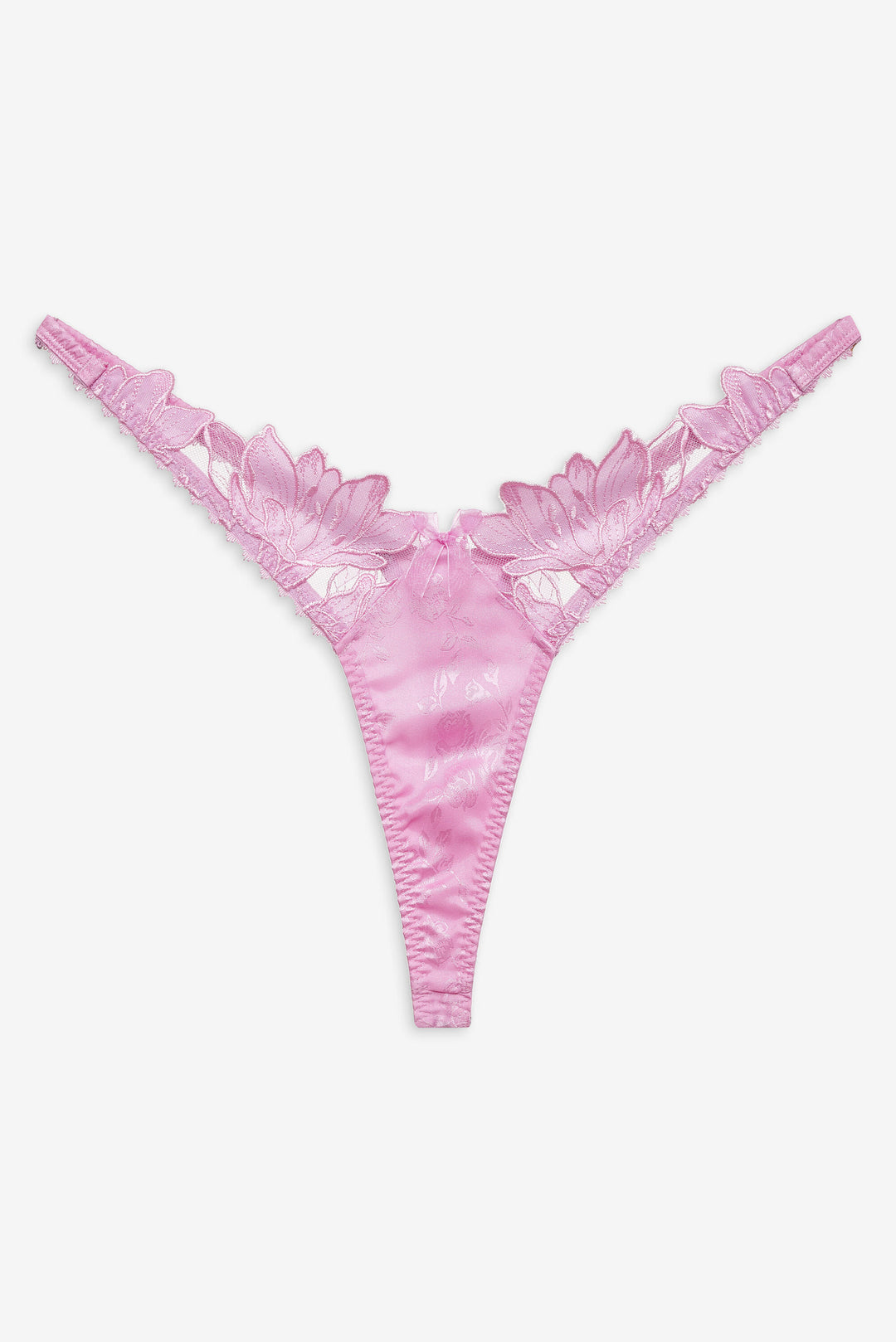 For Love and Lemons Maye Embroidered Thong Panty - Pink