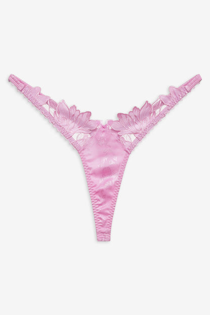 For Love and Lemons Maye Embroidered Thong Panty - Pink