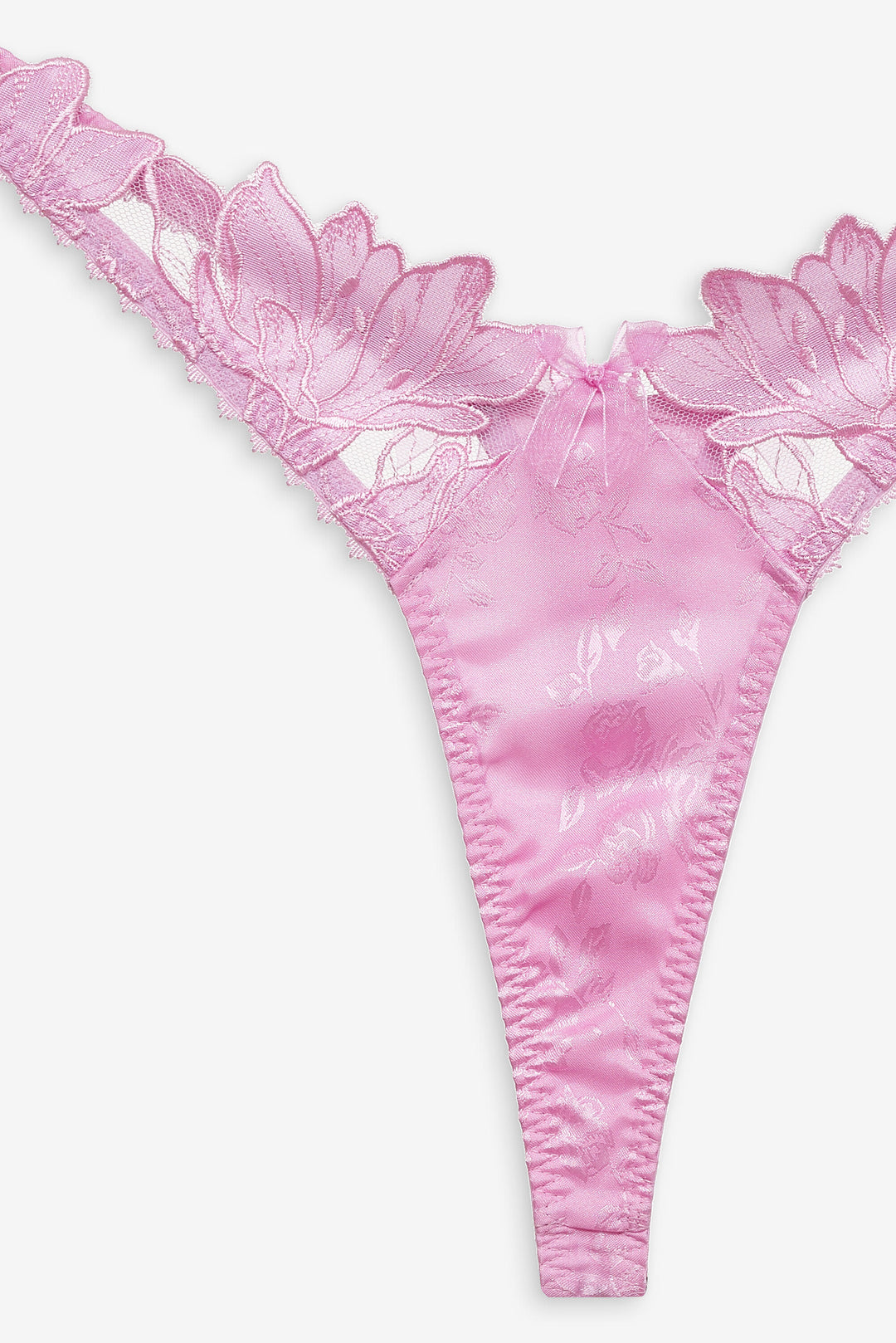 For Love and Lemons Maye Embroidered Thong Panty - Pink