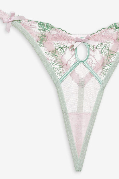 For Love and Lemons Love Story Thong Panty - Green