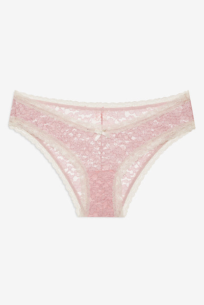 For Love and Lemons Pamela Stretch Lace Cheeky Panty - Pink