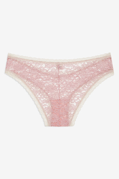 For Love and Lemons Pamela Stretch Lace Cheeky Panty - Pink