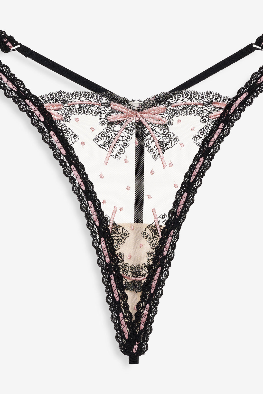 For Love and Lemons Love Letters Thong Panty - Black