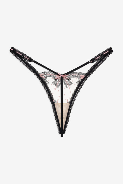 For Love and Lemons Love Letters Thong Panty - Black