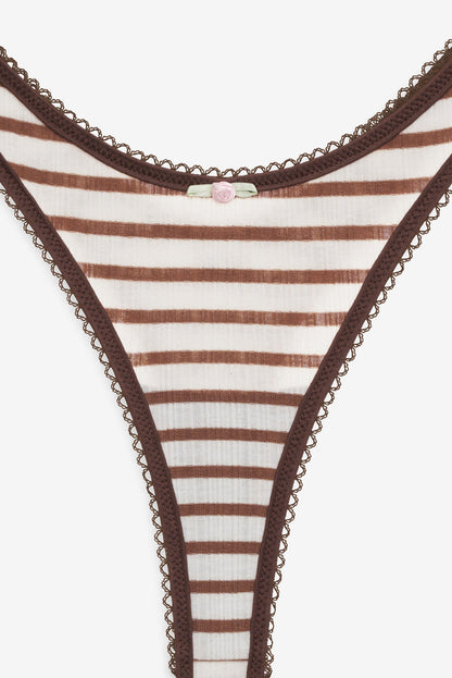 For Love and Lemons Bella Thong Panty - Brown