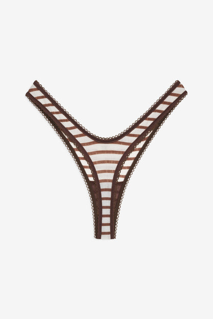 For Love and Lemons Bella Thong Panty - Brown
