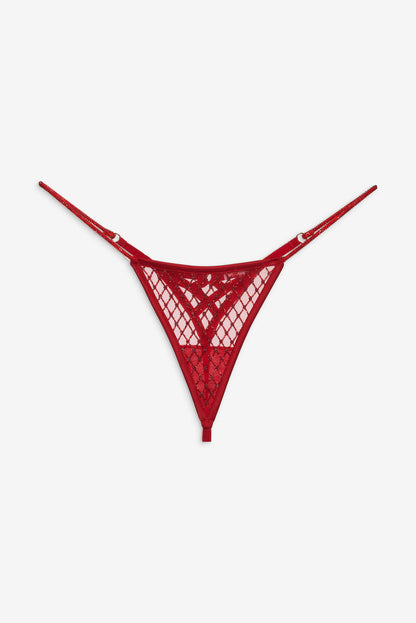 For Love and Lemons Glitter Thong Panty - Red