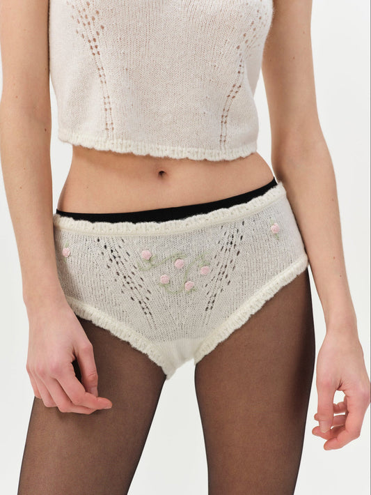 For Love and Lemons London Knit Panty - Cream