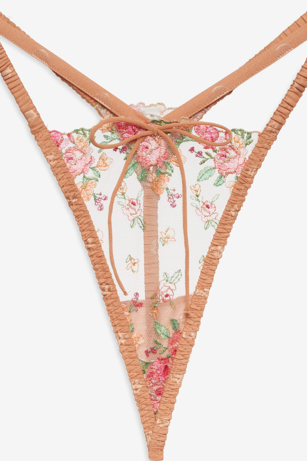 For Love and Lemons Glimmer Rosebud Thong Panty - Terracotta