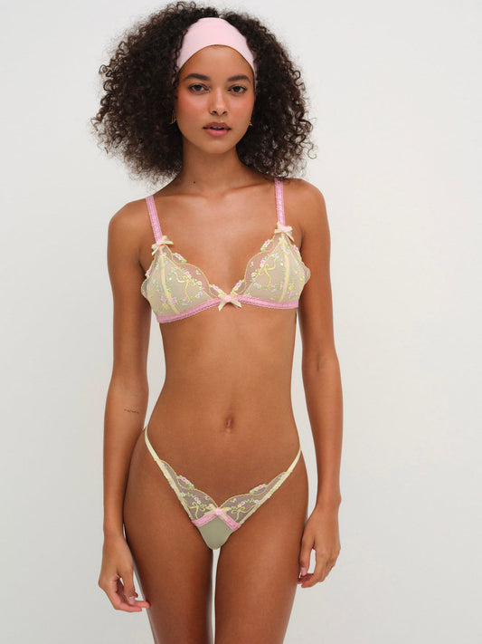 For Love and Lemons Sunny Bouquet Thong Panty - Multi Yellow