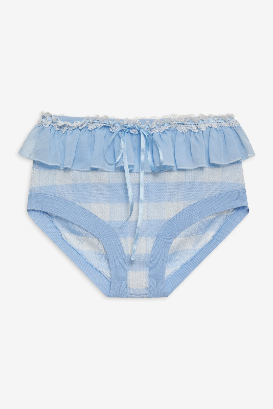 For Love and Lemons Brushed Gingham Knit Panty - Blue
