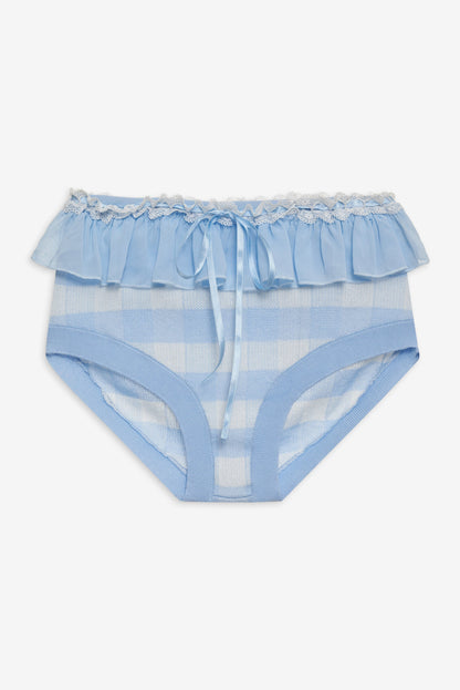 For Love and Lemons Brushed Gingham Knit Panty - Blue