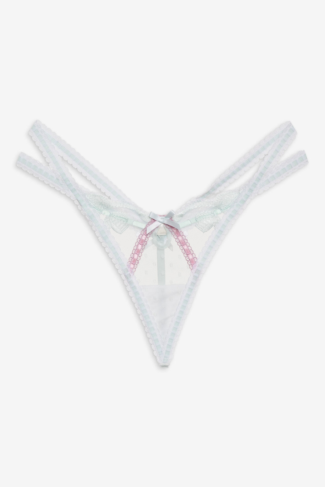 For Love and Lemons Billie Bow Thong Panty - Mint