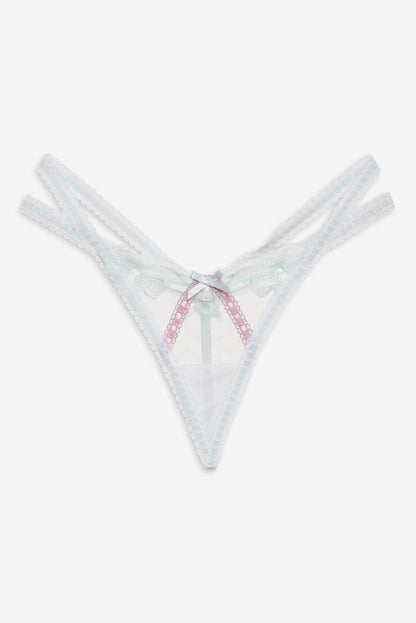 For Love and Lemons Billie Bow Thong Panty - Mint