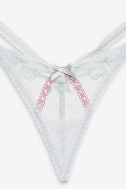 For Love and Lemons Billie Bow Thong Panty - Mint
