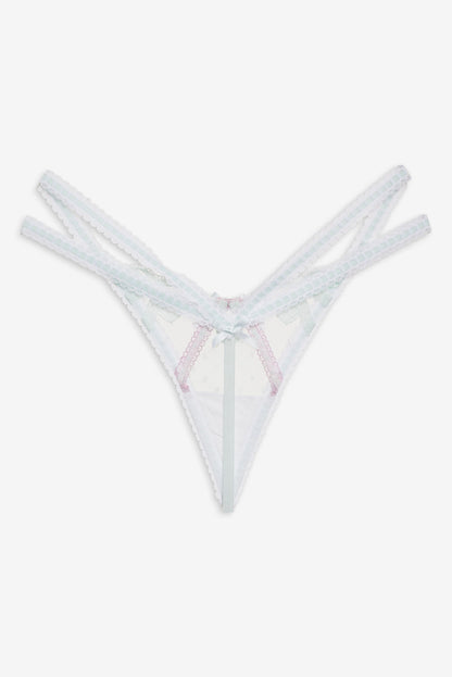 For Love and Lemons Billie Bow Thong Panty - Mint