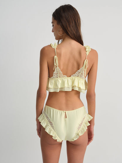 For Love and Lemons Butterfly Lace Ruffle Cheeky Panty - Yellow