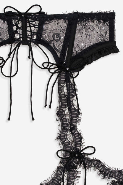 For Love and Lemons Sonja Garter Belt - Black