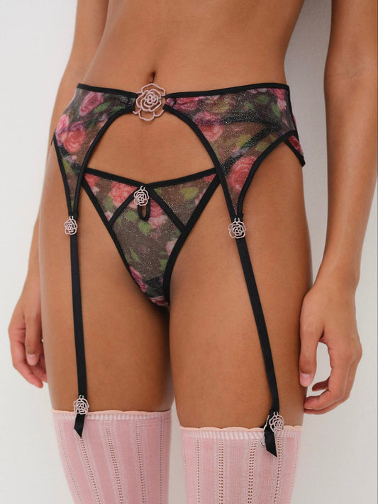 For Love and Lemons Ciara Garter Belt - Black
