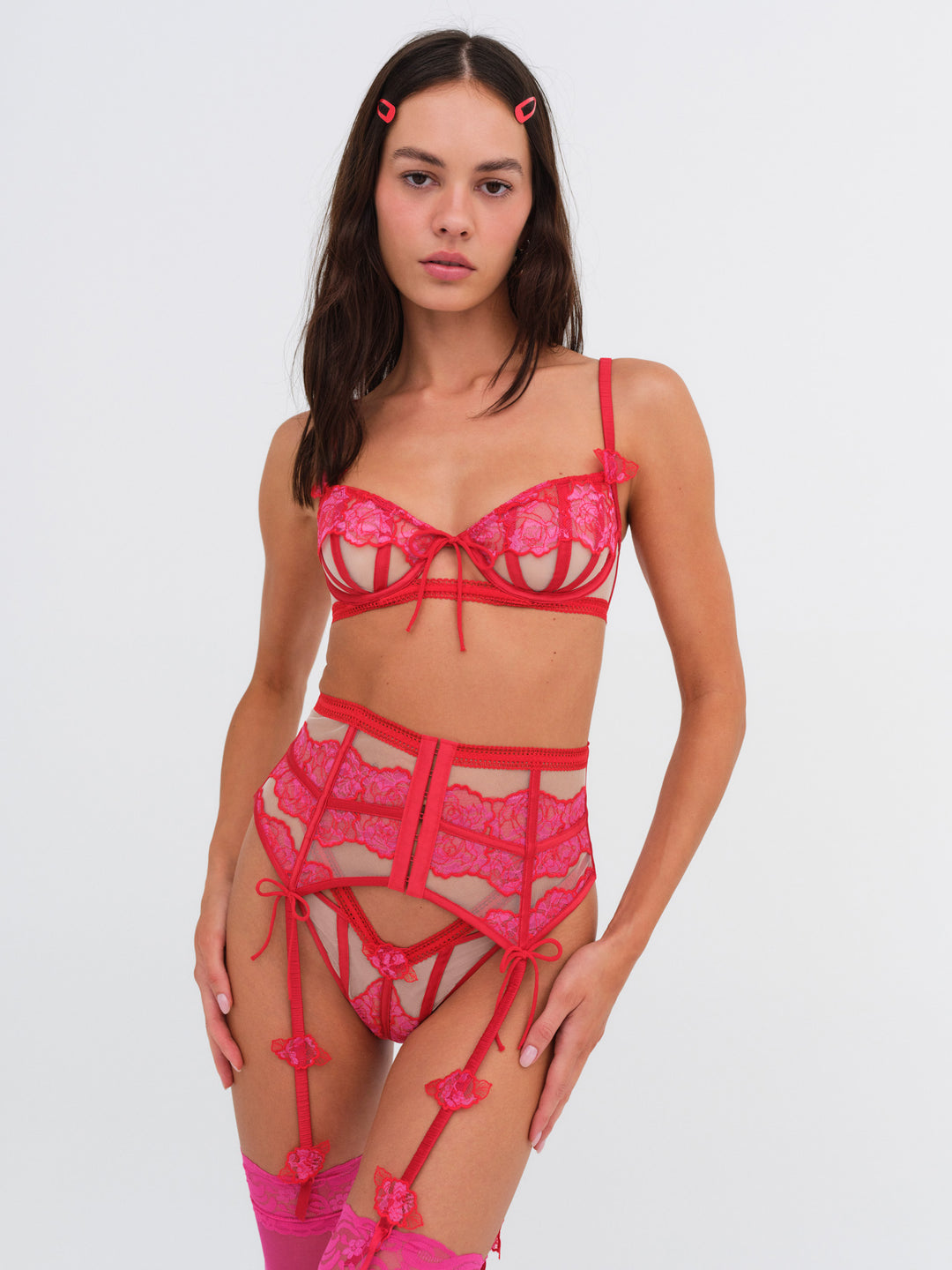 For Love and Lemons Cordelia Garter Belt - Red