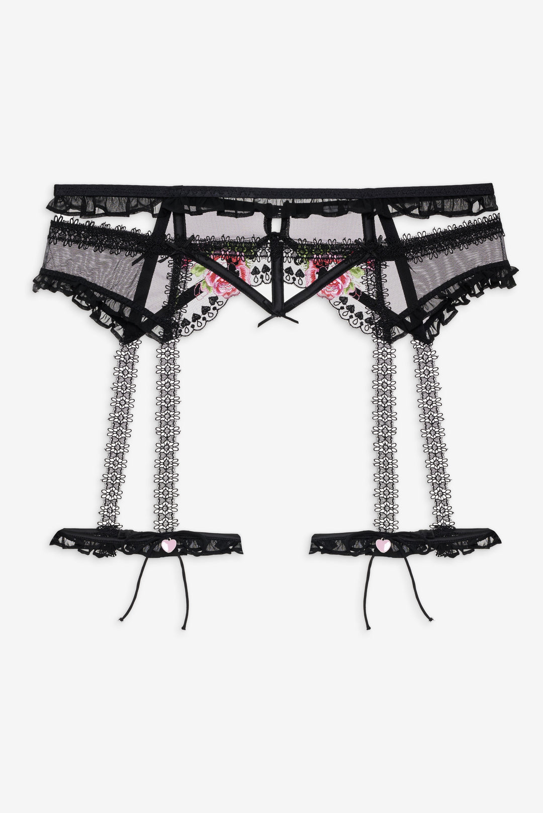 For Love and Lemons Love Garden Garter Belt - Black