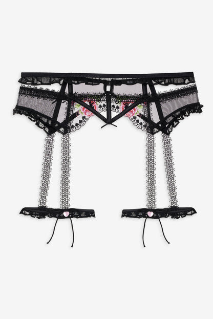 For Love and Lemons Love Garden Garter Belt - Black