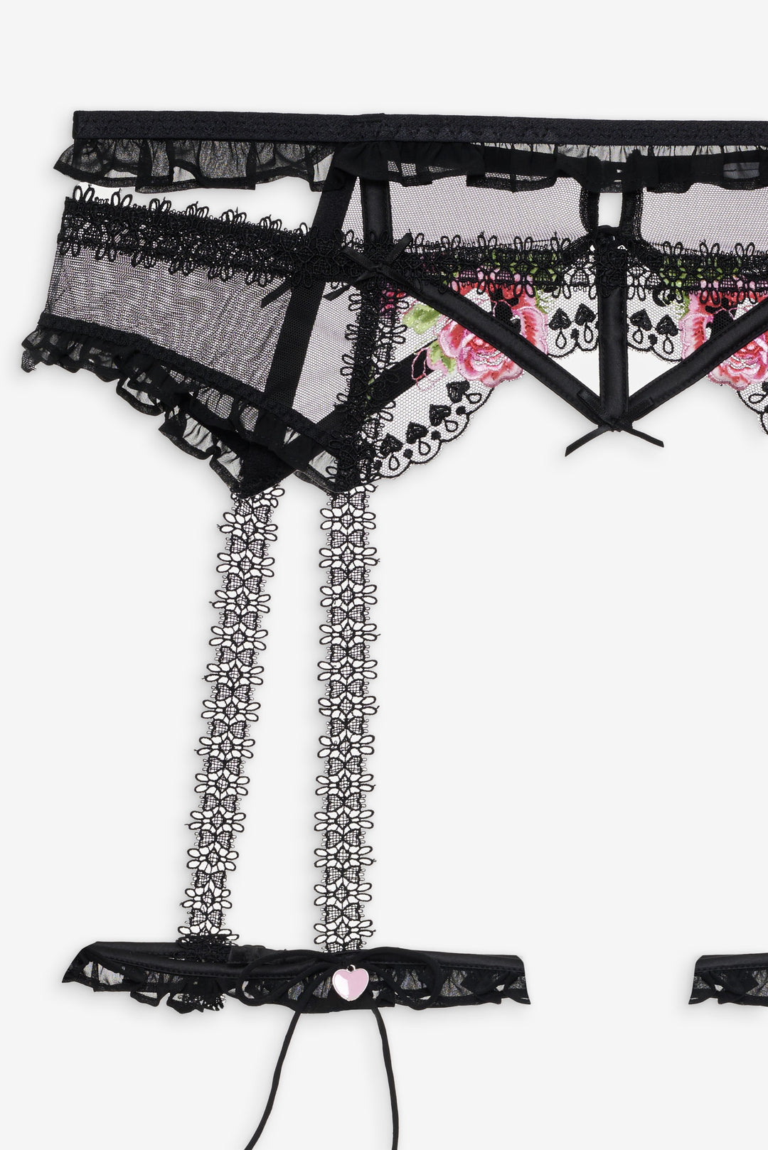 For Love and Lemons Love Garden Garter Belt - Black