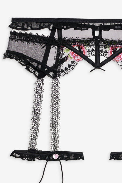 For Love and Lemons Love Garden Garter Belt - Black