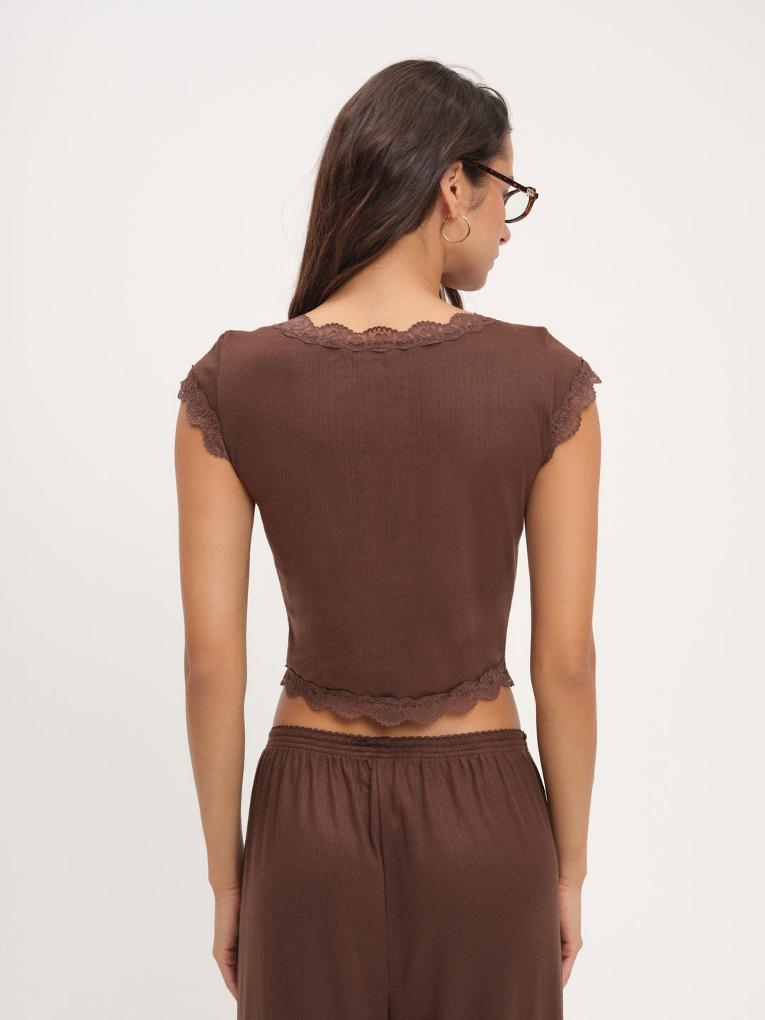 For Love and Lemons Elliana Sleep Top - Chocolate