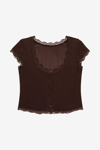 For Love and Lemons Elliana Sleep Top - Chocolate