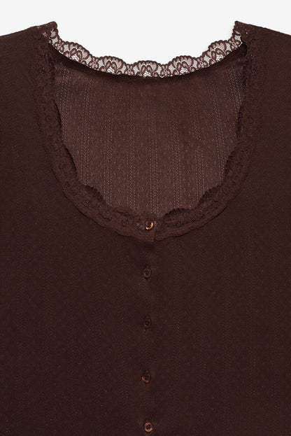 For Love and Lemons Elliana Sleep Top - Chocolate
