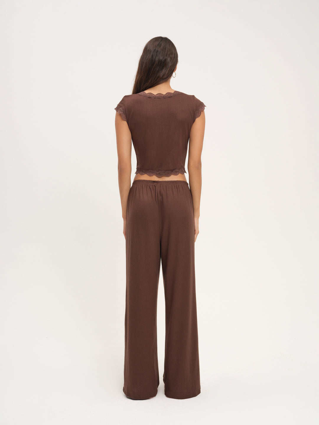 For Love and Lemons Elliana Wide Leg Pant - Chocolate