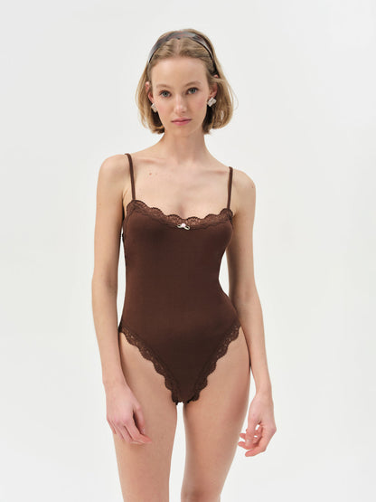 For Love and Lemons Elliana Bodysuit - Chocolate