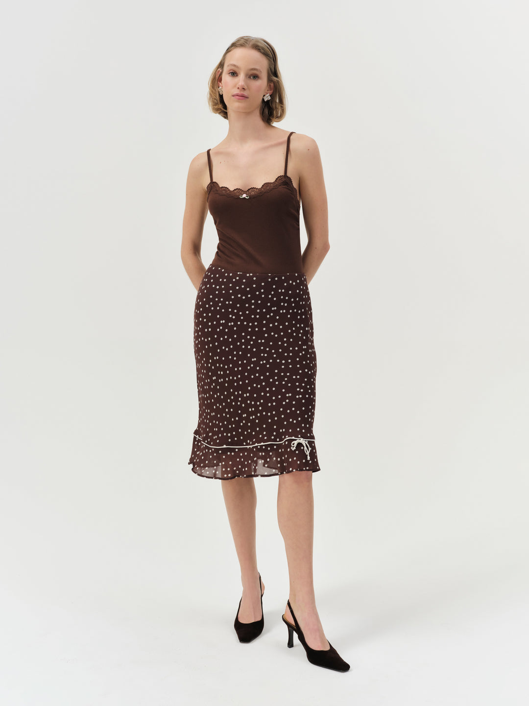 For Love and Lemons Elliana Bodysuit - Chocolate