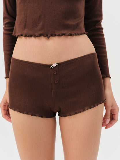 For Love and Lemons Elliana Sleep Short - Chocolate
