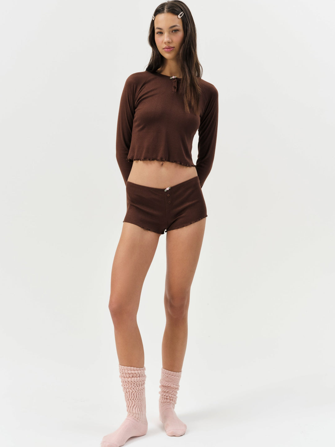 For Love and Lemons Elliana Sleep Short - Chocolate