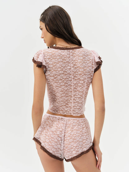 For Love and Lemons Pamela Sleep Top - LT Pink