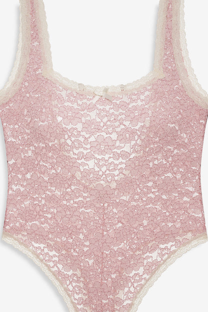 For Love and Lemons Pamela Stretch Lace Bodysuit - Pink