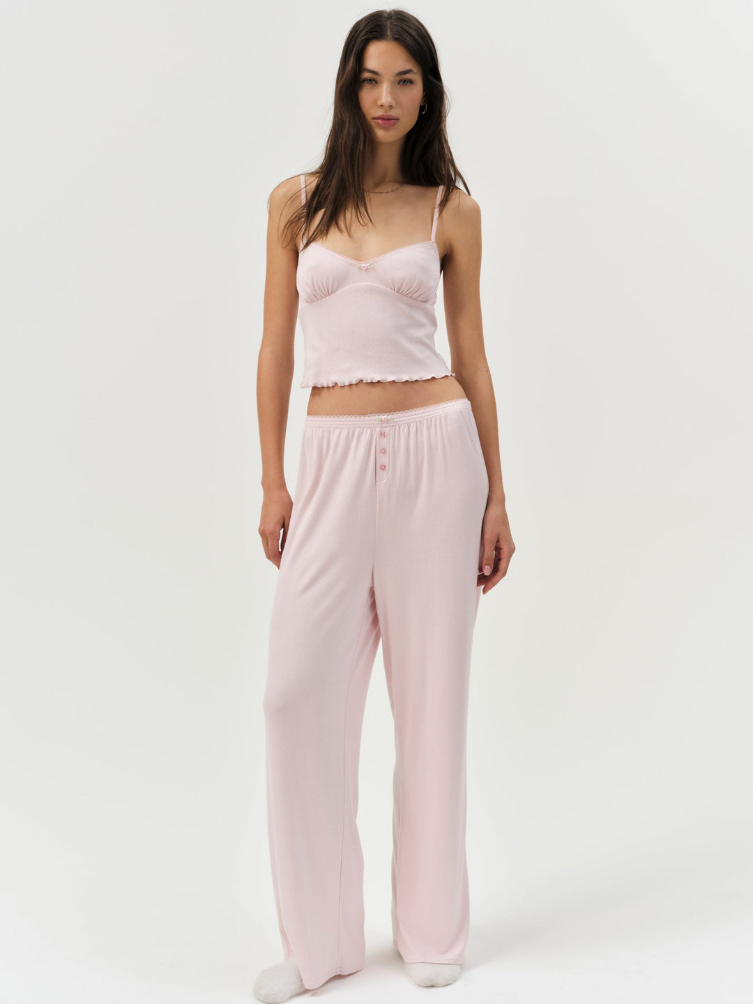 For Love and Lemons Elliana Sleep Top - Dusty Pink
