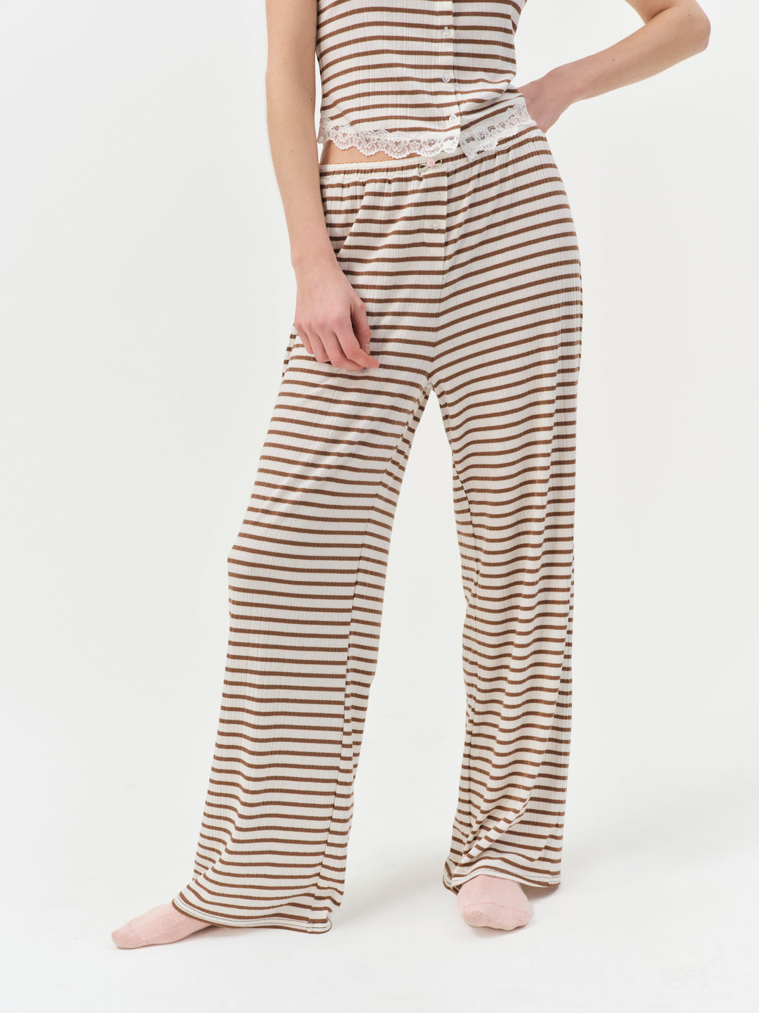 For Love and Lemons Bella Wide Leg Pant - Brown