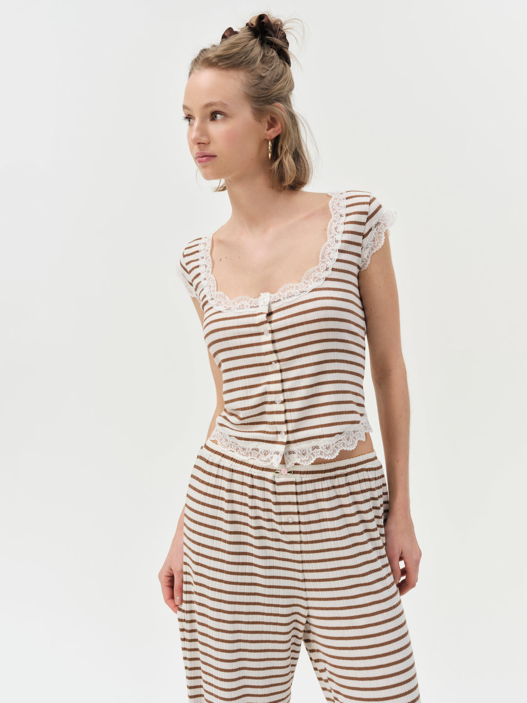 For Love and Lemons Bella Sleep Top - Brown