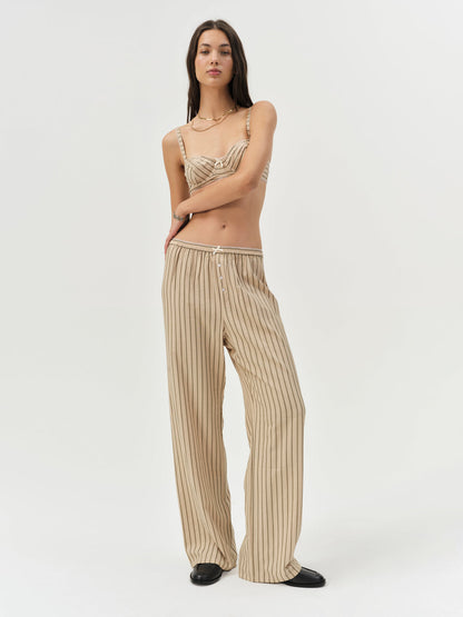 For Love and Lemons Mindy Wide Leg Pant - Brown