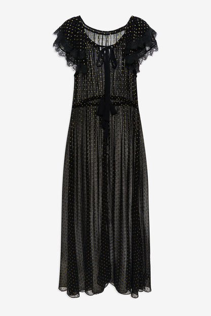 For Love and Lemons Liz Lurex Dot Robe - Black