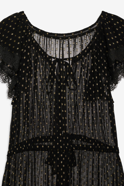 For Love and Lemons Liz Lurex Dot Robe - Black