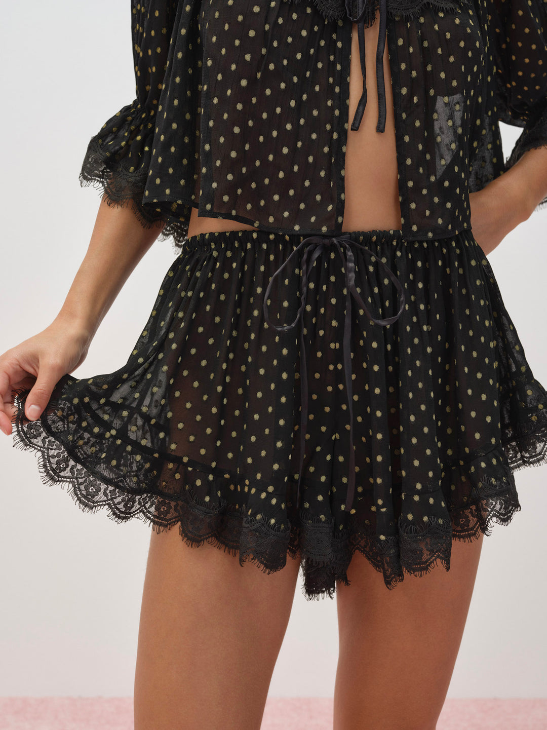 For Love and Lemons Liz Lurex Dot Short - Black