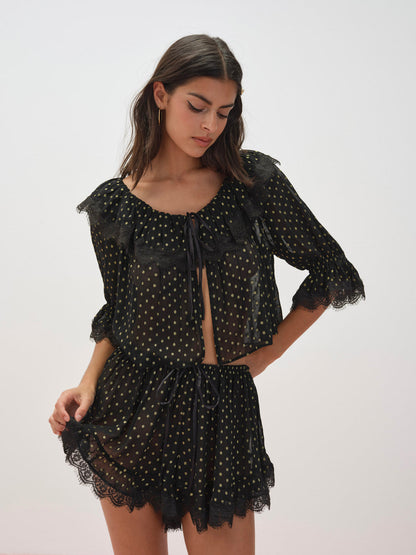 For Love and Lemons Liz Lurex Dot Short - Black