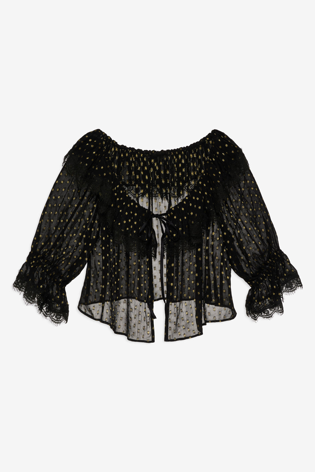 For Love and Lemons Liz Lurex Dot Top - Black