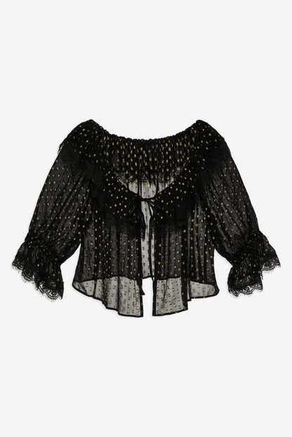 For Love and Lemons Liz Lurex Dot Top - Black
