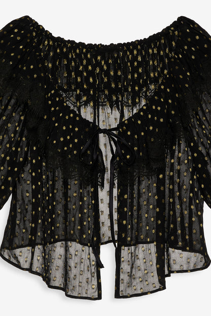 For Love and Lemons Liz Lurex Dot Top - Black