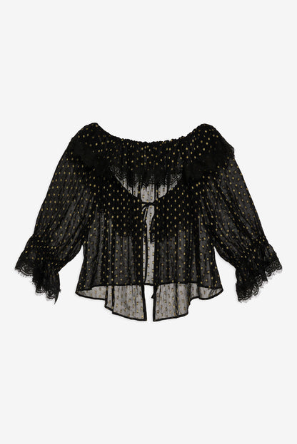 For Love and Lemons Liz Lurex Dot Top - Black